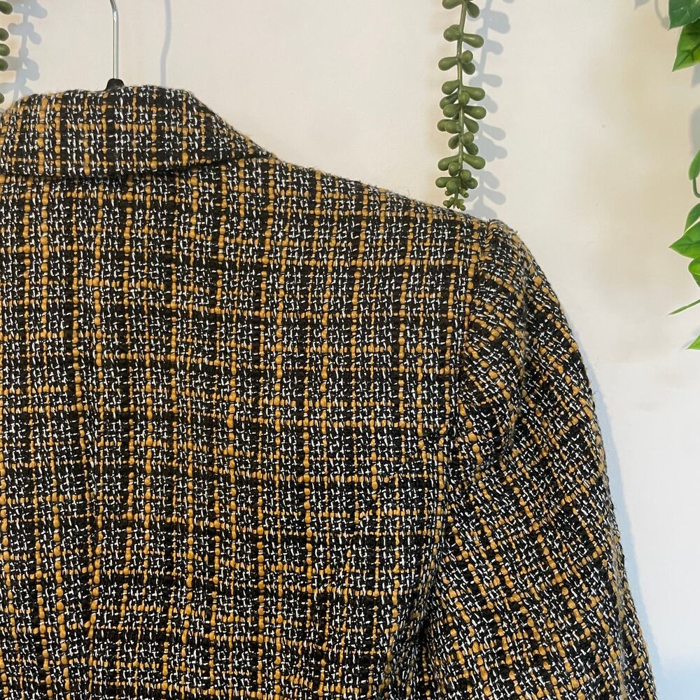 L'Agence Kenzie Blazer Double Breasted Tweed Jacket Coat Gold Buttons Black US 6 - Picture 15 of 16